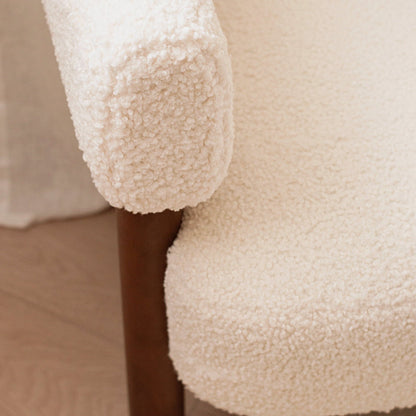 Cara - Boucle Accent Chair Ivory & Dark Wood