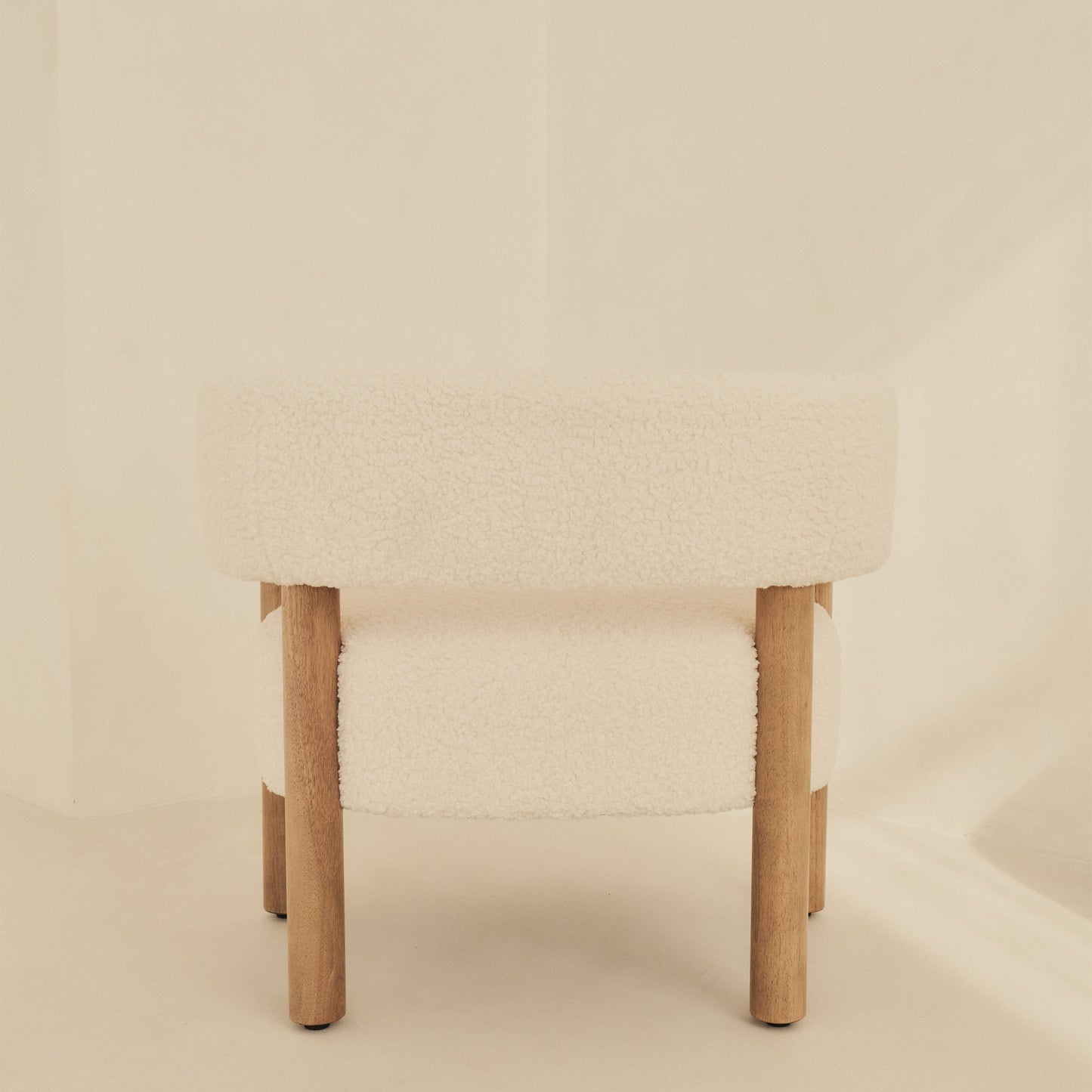 Cara - Boucle Accent Chair Ivory & Warm Wood