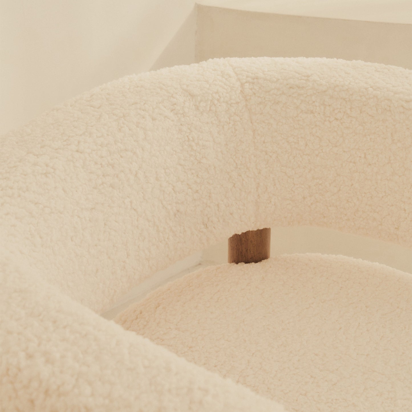 Cara - Boucle Accent Chair Ivory & Warm Wood