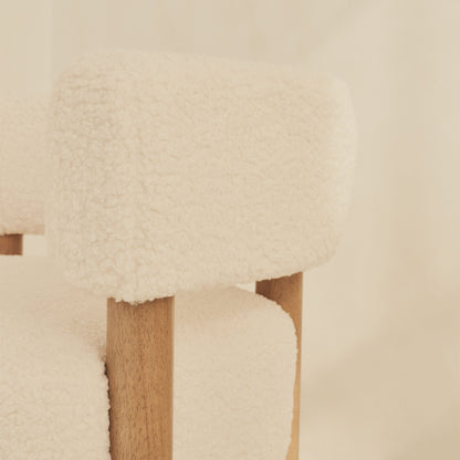 Cara - Boucle Accent Chair Ivory & Warm Wood