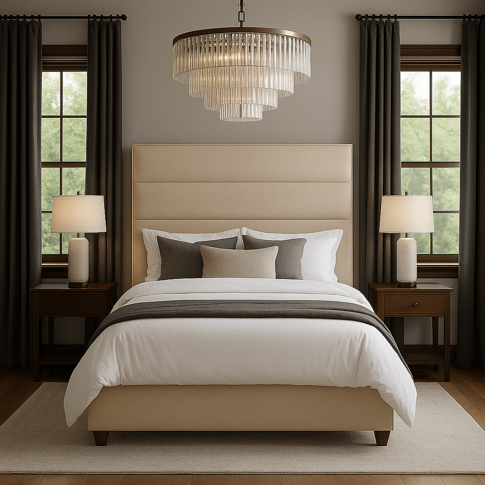 Bethany Luxury Panelled Upholstered Bed - Cream