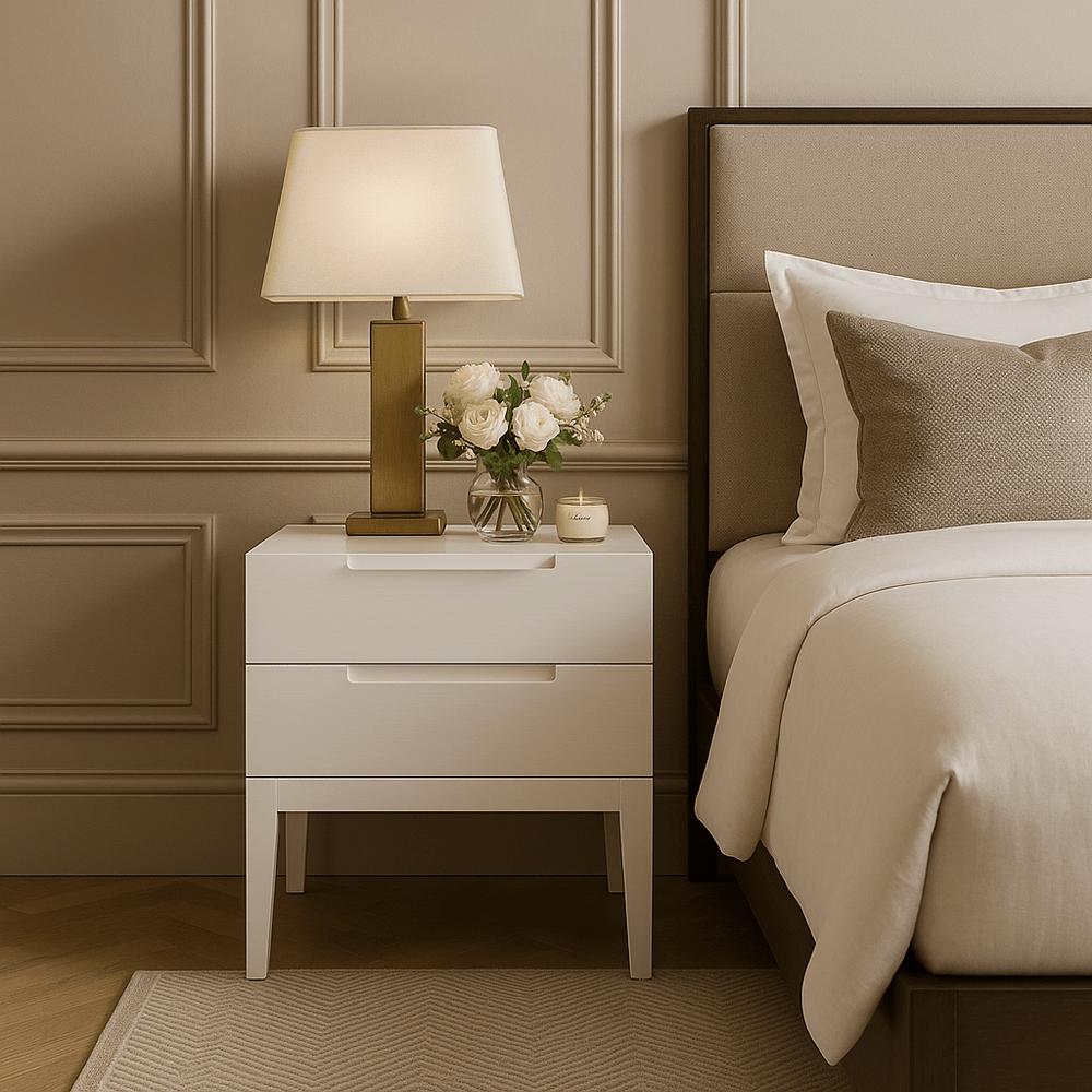 Orchid 2 Drawer Bedside Table - White