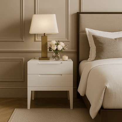 Orchid 2 Drawer Bedside Table - White