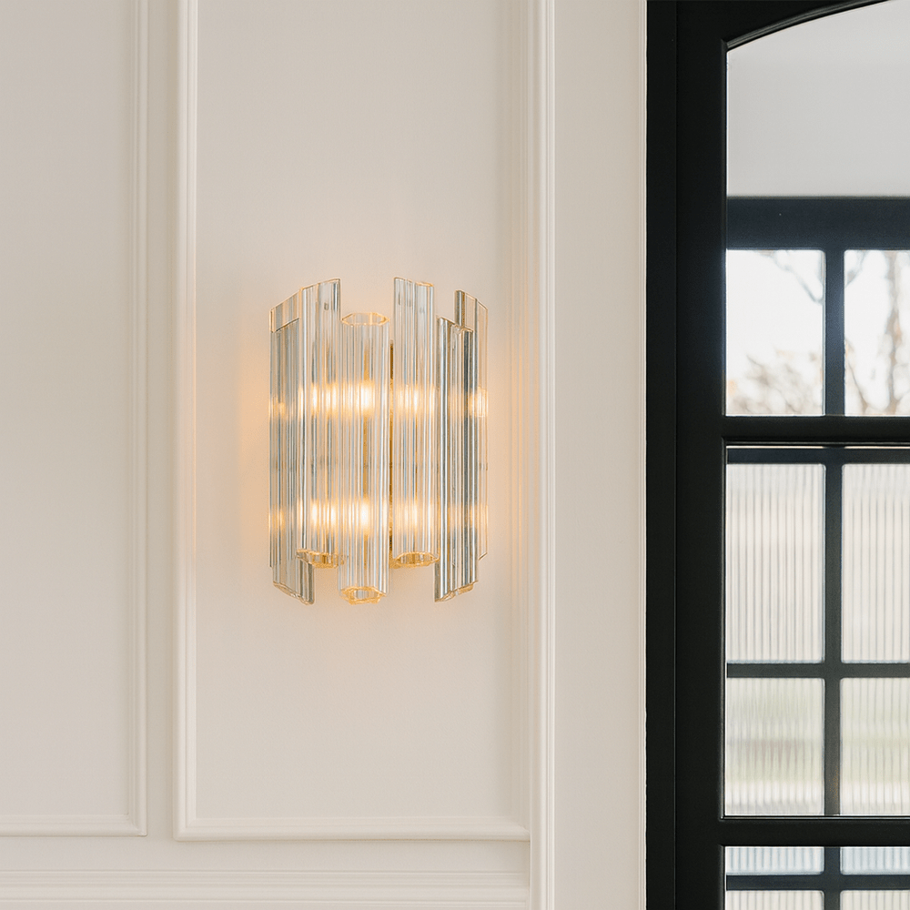 Quartz Wall Light - Translucent Crystal & Polished Nickel