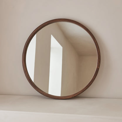 Arden - Dark Wood Round Wooden Wall Mirror 70cm x 70cm