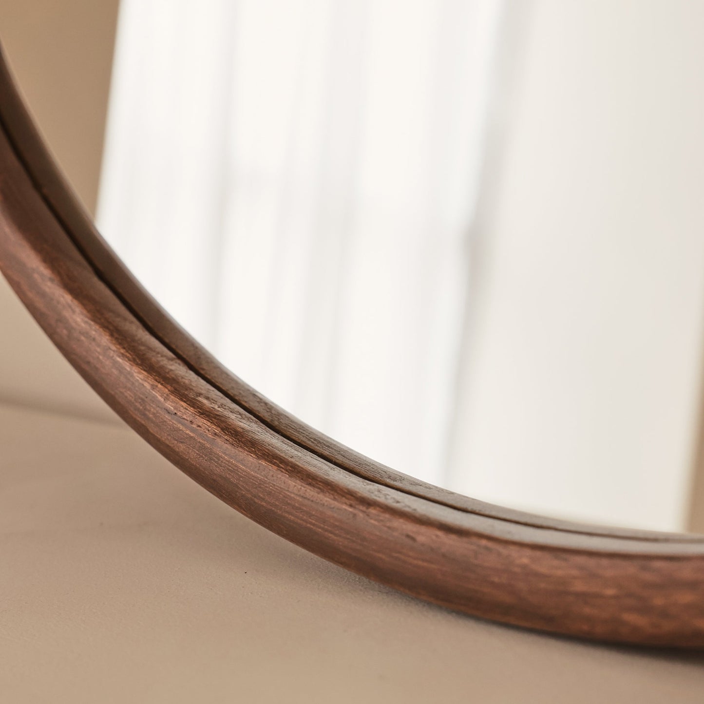 Arden - Dark Wood Round Wooden Wall Mirror 70cm x 70cm