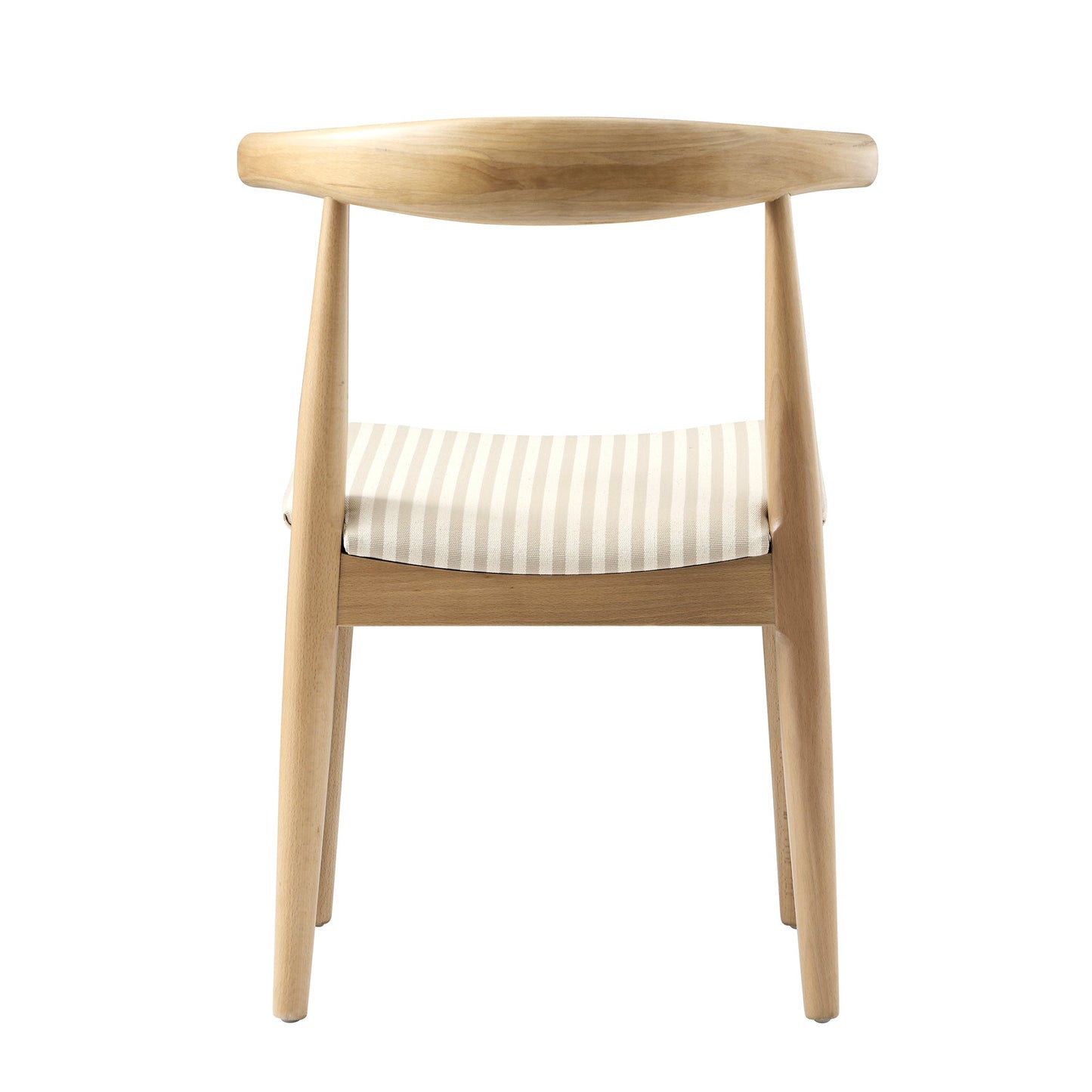 Arley Set of 2 Beech Wood Dining Chairs, Natural and Light Taupe Striped