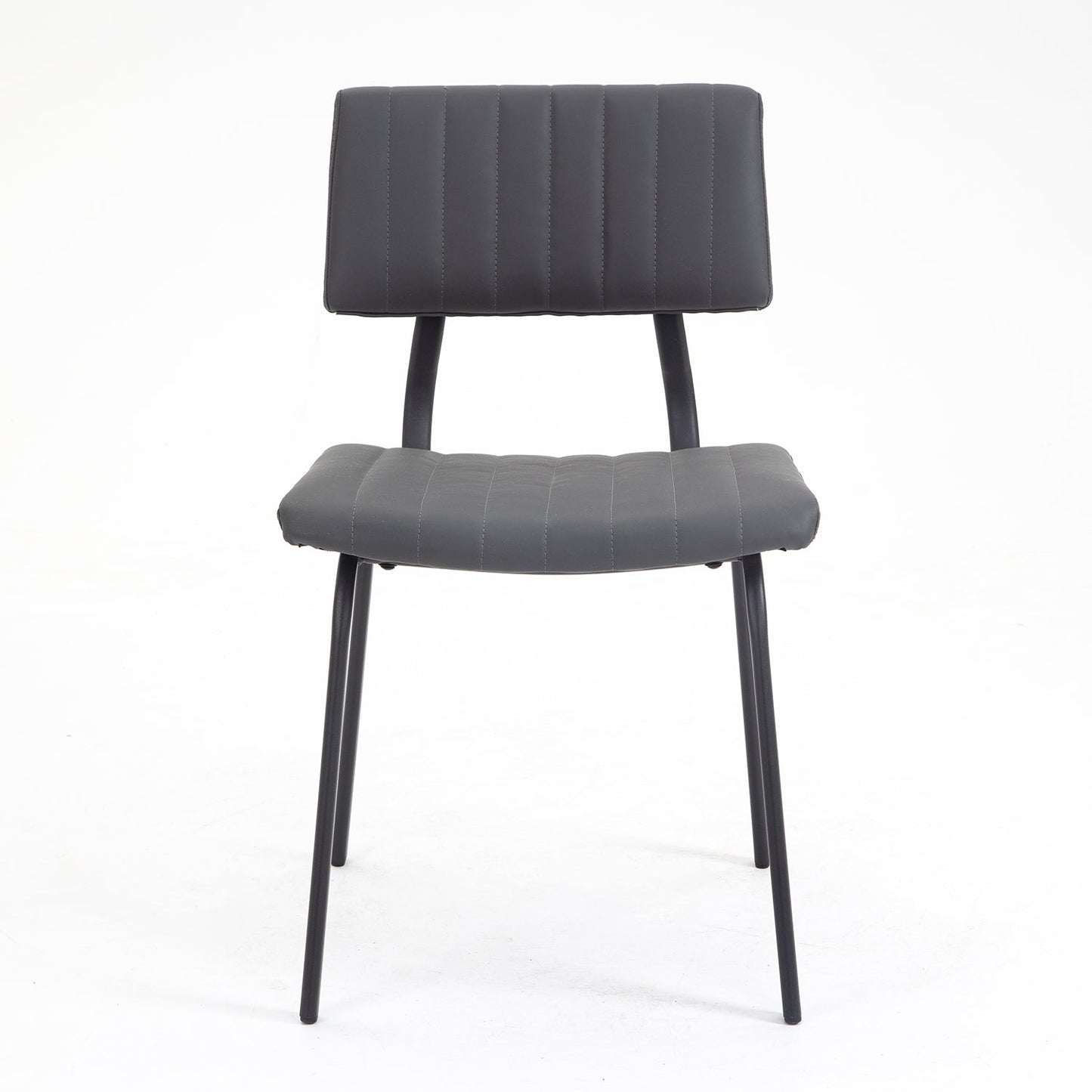 Charlecote Set of 2 Fluted Dining Chairs (Dark Grey PU)