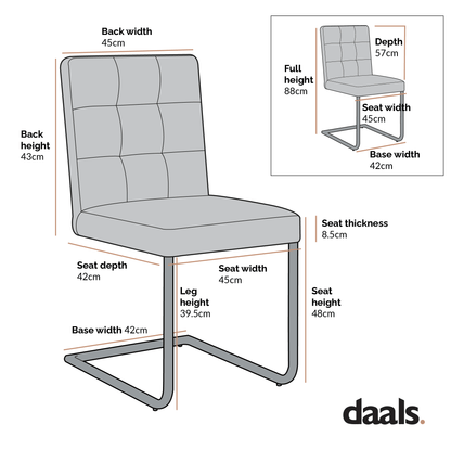 Keyston Set of 2 Dark Grey PU Leather Upholstered Dining Chairs with Chrome Legs