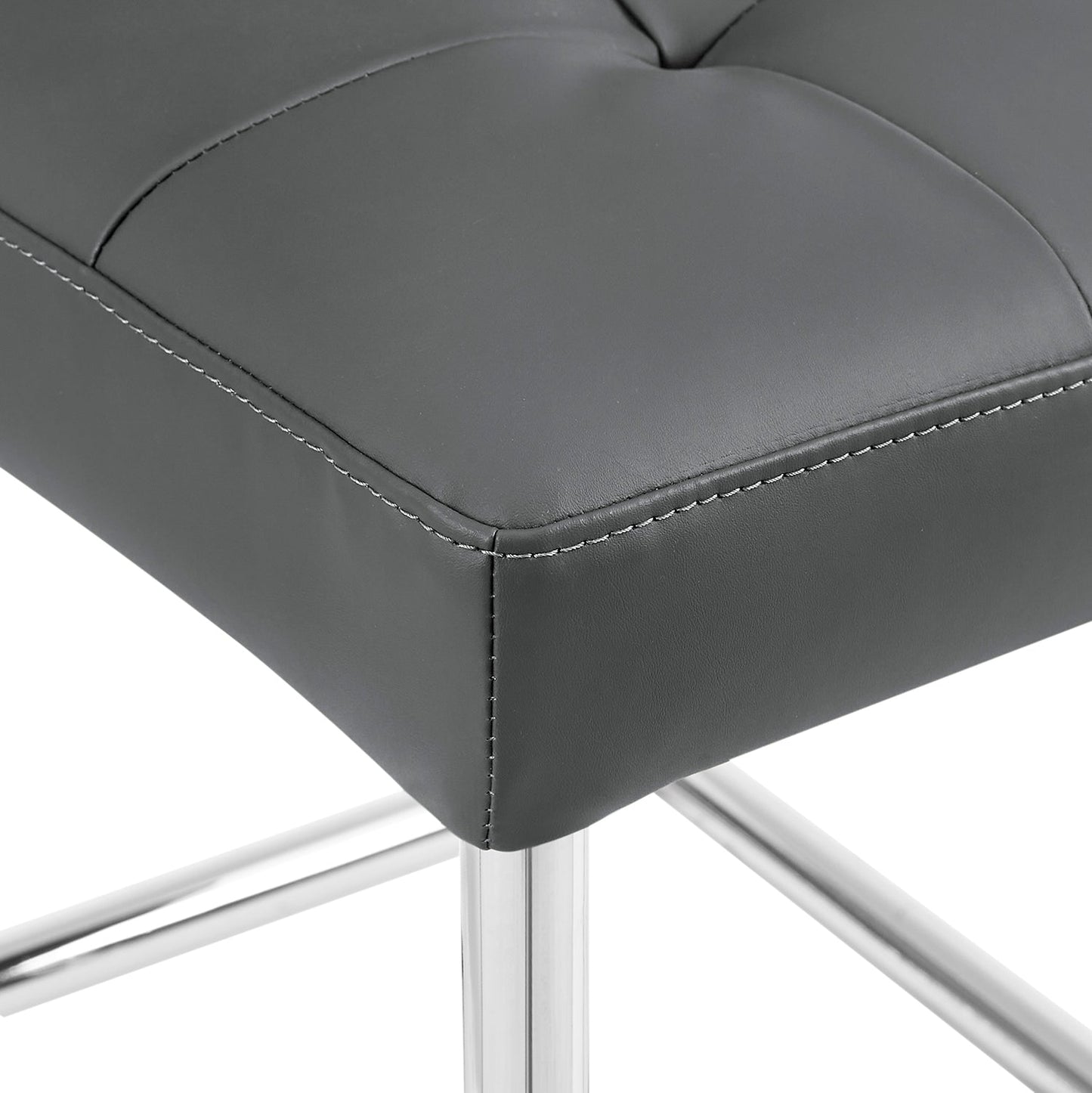 Keyston Set of 2 Dark Grey PU Leather Upholstered Dining Chairs with Chrome Legs