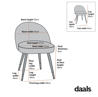 Miyae Set of 2 Pleated Champange Velvet Upholstered Dining Chairs