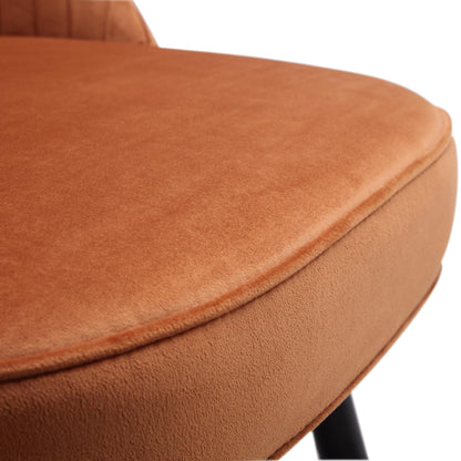 Miyae Set of 2 Pleated Burnt Orange Velvet Upholstered Dining Chairs