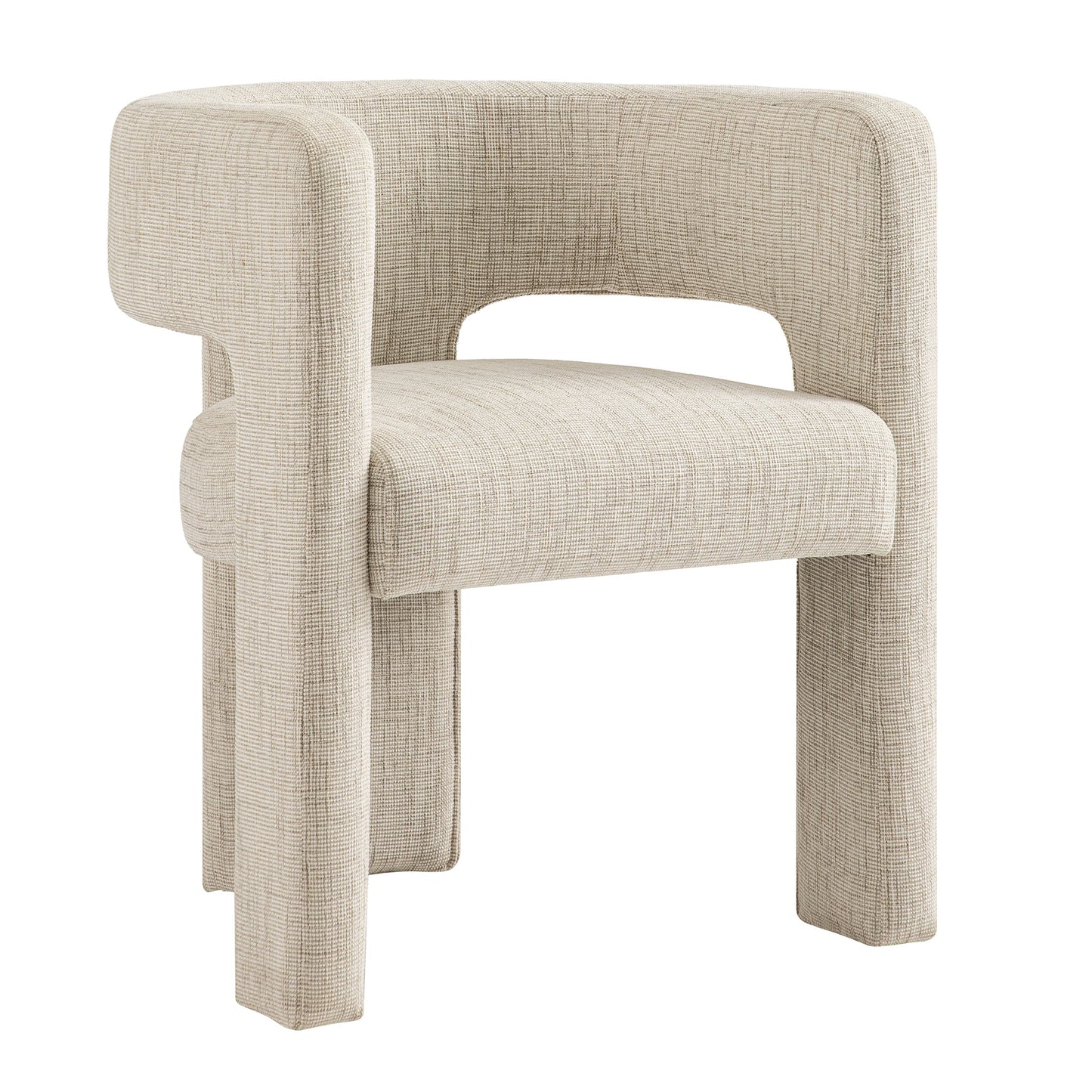 Greenwich Oatmeal & Beige Woven Textured Fabric Dining Chair