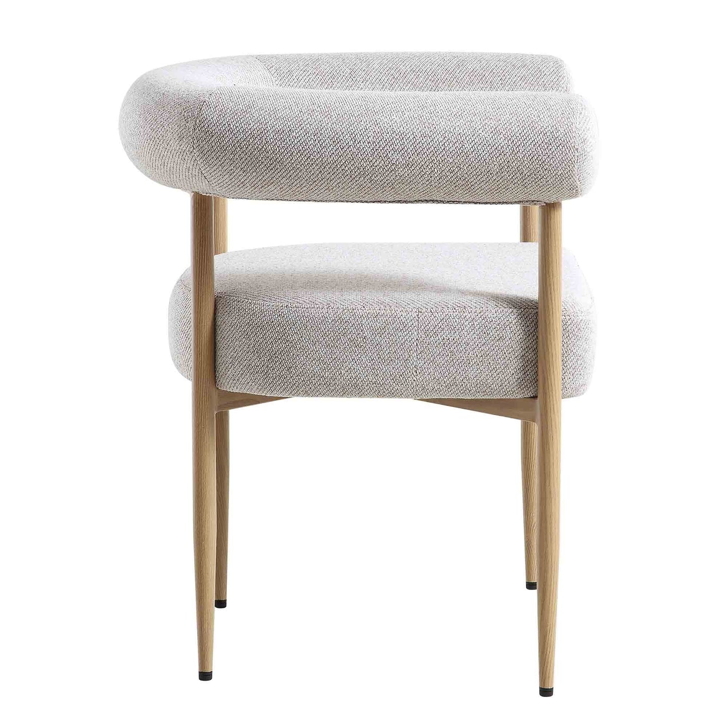 Fulbourn Beige Woven Dining Chair with Natural Wood Effect Legs