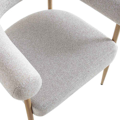 Fulbourn Beige Woven Dining Chair with Natural Wood Effect Legs