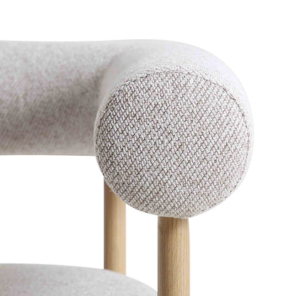 Fulbourn Beige Woven Dining Chair with Natural Wood Effect Legs