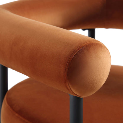 Fulbourn Rust Velvet Dining Chair with Black Legs