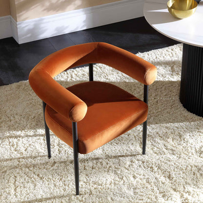 Fulbourn Rust Velvet Dining Chair with Black Legs