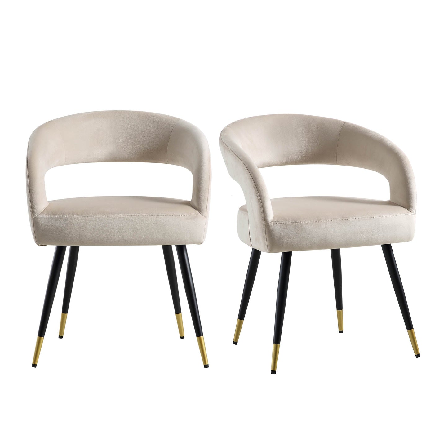 Laurel Wave Champagne Velvet Set of 2 Dining Chairs