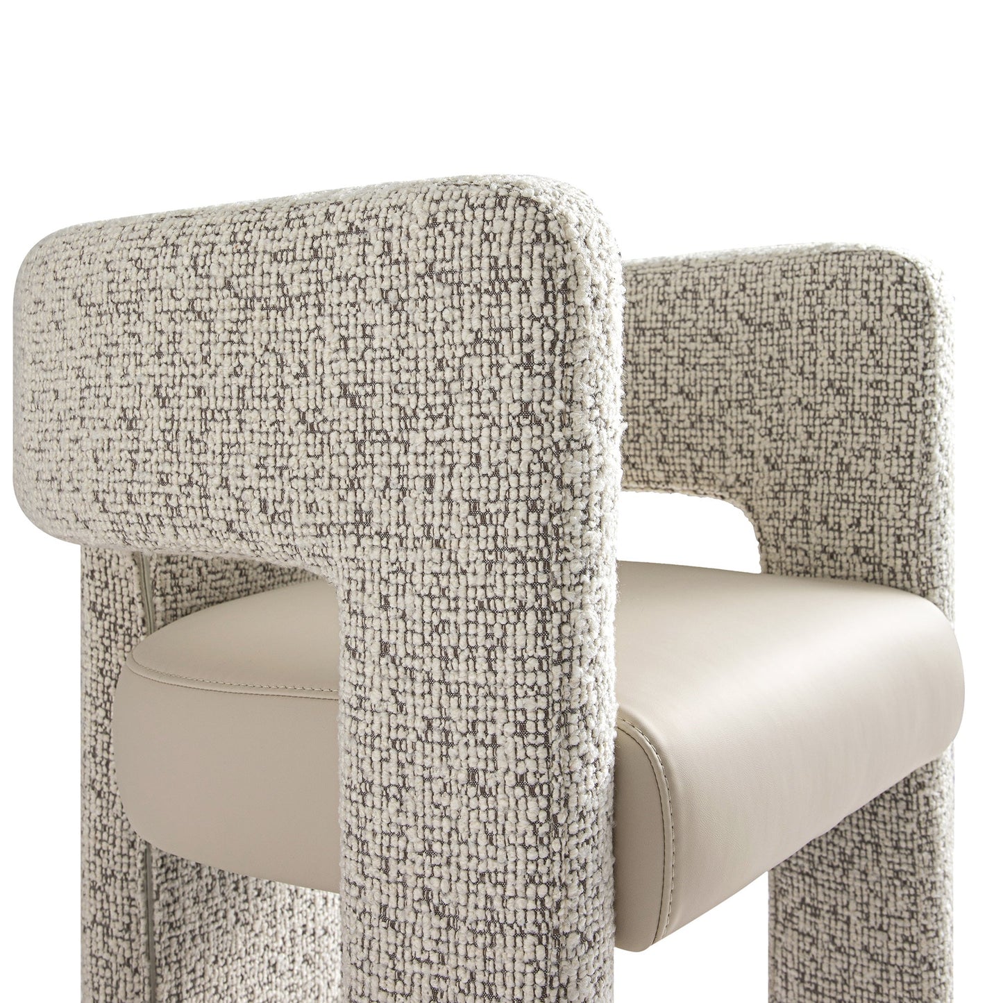 Greenwich Taupe Boucle and Beige Faux Leather Seat Dining Chair