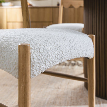 Ludlow Set of 2 Dining Chairs, Ecru Boucle | Natural Oak Frame