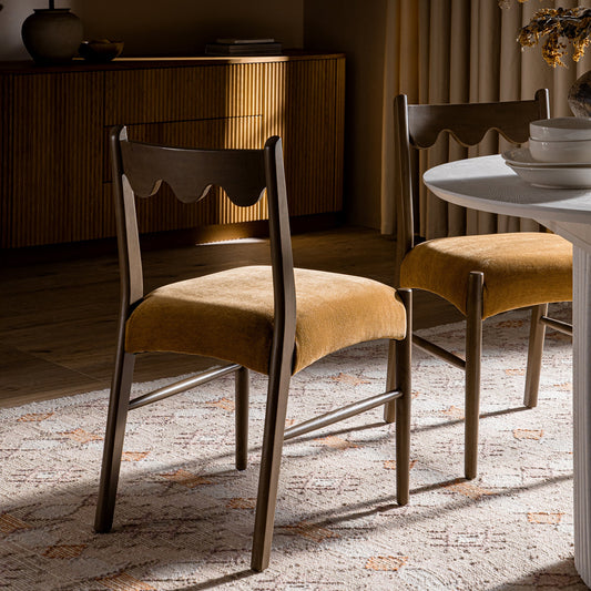 Ludlow Set of 2 Dining Chairs, Spiced Honey Chenille | Silver Oak