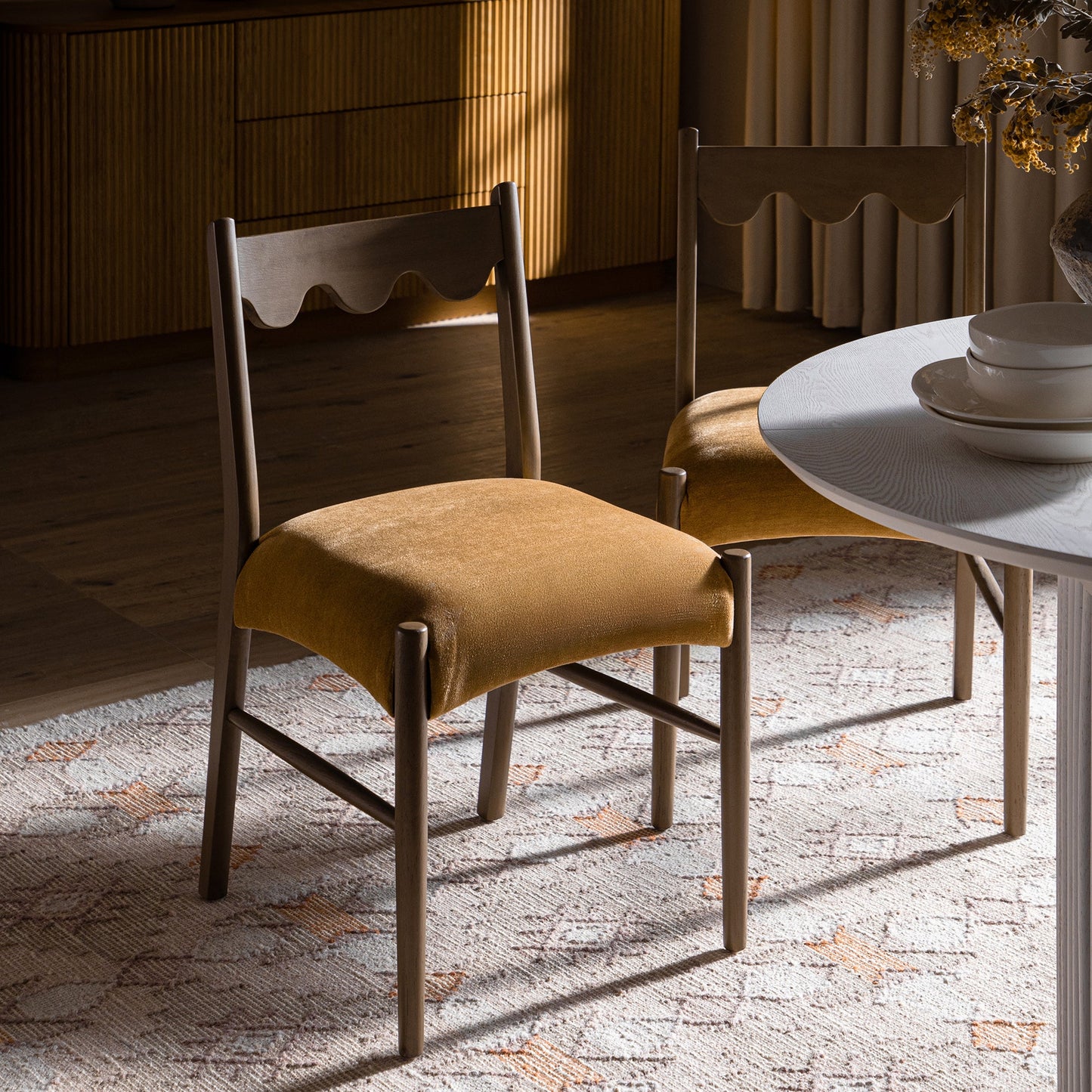 Ludlow Set of 2 Dining Chairs, Spiced Honey Chenille | Silver Oak