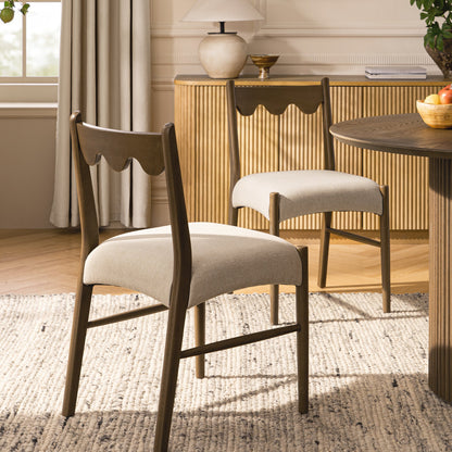 Ludlow Set of 2 Dining Chairs, Oatmeal Fabric | Silver Oak Frame