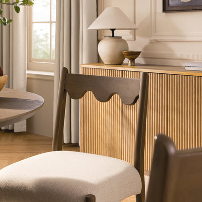 Ludlow Set of 2 Dining Chairs, Oatmeal Fabric | Silver Oak Frame