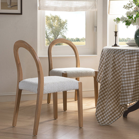 Lumi Dining Chair, Ecru Boucle | Natural Oak Frame