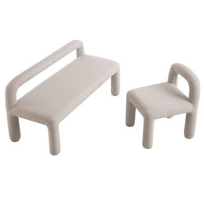 Libby Light Taupe Boucle 3 Seater Dining Bench