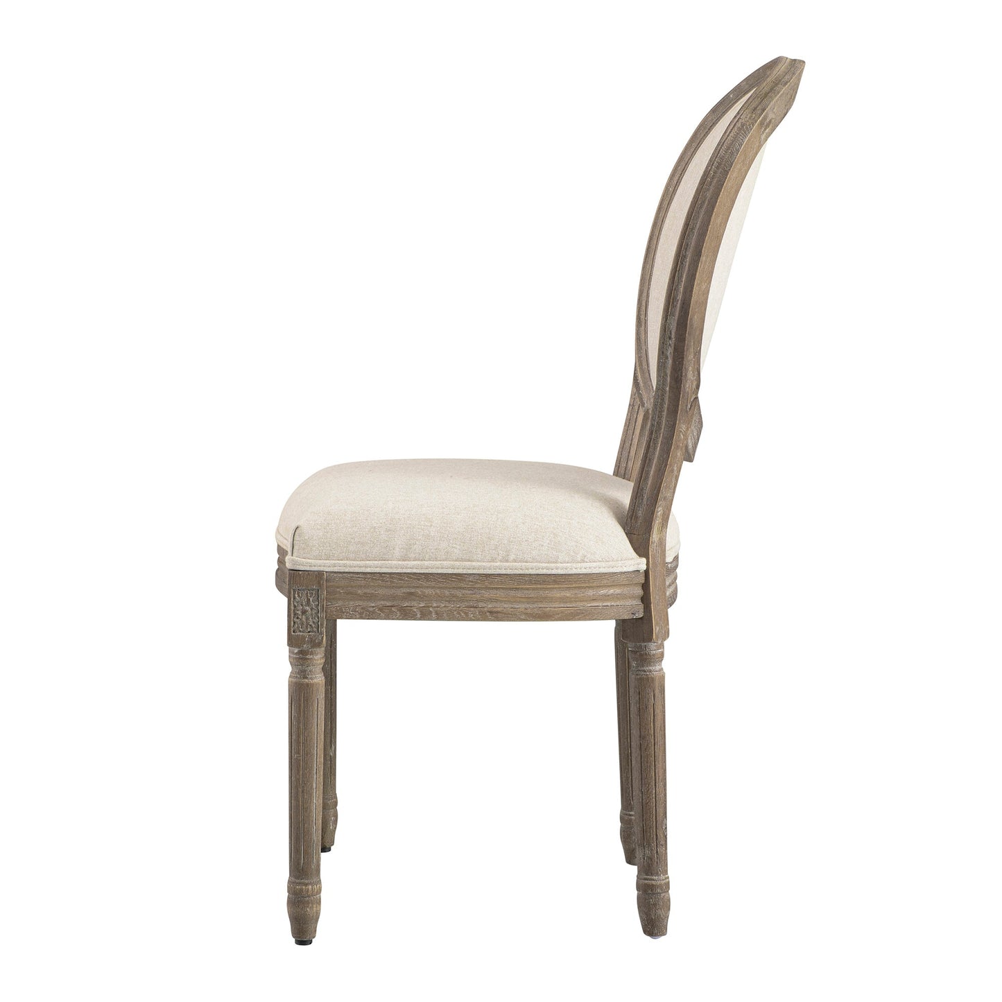 Lainston Set of 2 Classic Weathered Oak Dining Chairs, Oatmeal Brushed Fabric