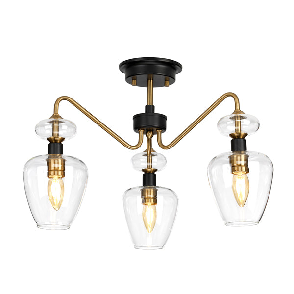 Armand 3 Ceiling Light - Aged Brass & Charcoal Black