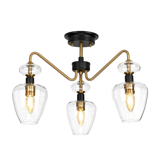 Armand 3 Ceiling Light - Aged Brass & Charcoal Black