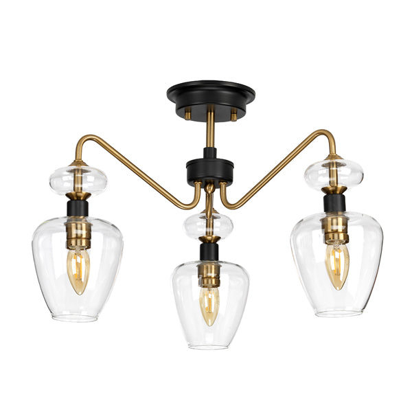 Armand 3 Ceiling Light - Aged Brass & Charcoal Black