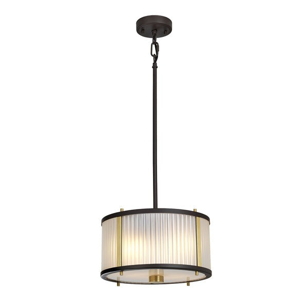 Corona 2 Light Pendant Light - Bronze, Dark Brown & Aged Brass