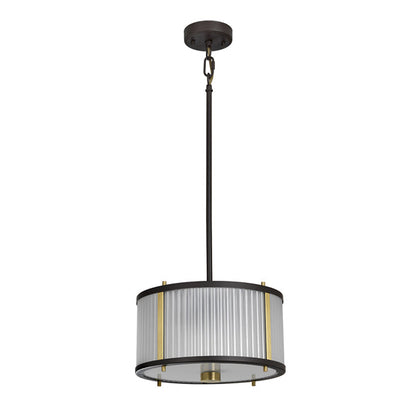 Corona 2 Light Pendant Light - Bronze, Dark Brown & Aged Brass