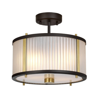 Corona 2 Light Pendant Light - Bronze, Dark Brown & Aged Brass