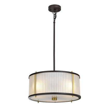 Corona 3 Light Pendant Light - Bronze, Dark Brown & Aged Brass