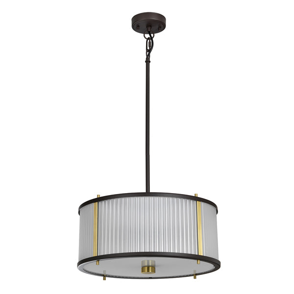 Corona 3 Light Pendant Light - Bronze, Dark Brown & Aged Brass