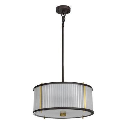 Corona 3 Light Pendant Light - Bronze, Dark Brown & Aged Brass