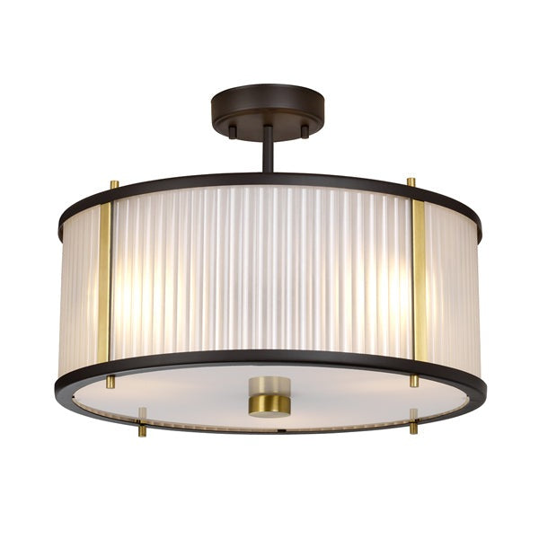 Corona 3 Light Pendant Light - Bronze, Dark Brown & Aged Brass
