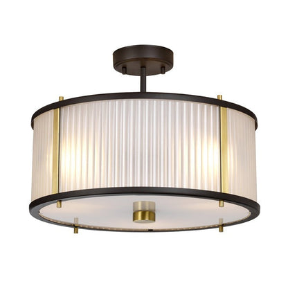 Corona 3 Light Pendant Light - Bronze, Dark Brown & Aged Brass