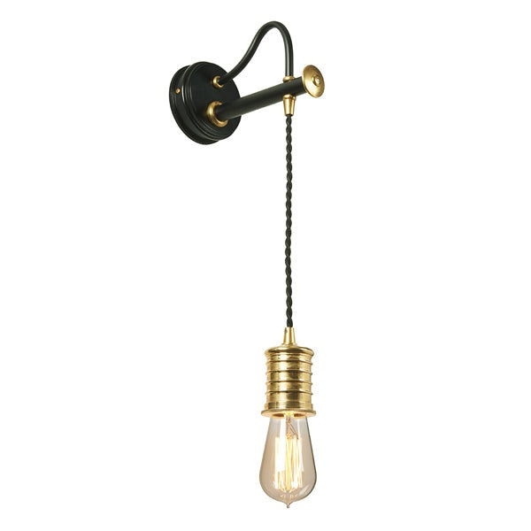 Douille 1 Light Wall Light - Black & Polished Brass