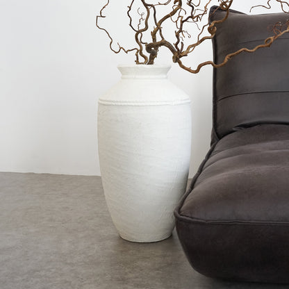 Toledo - Large White Textured Terracotta Vase