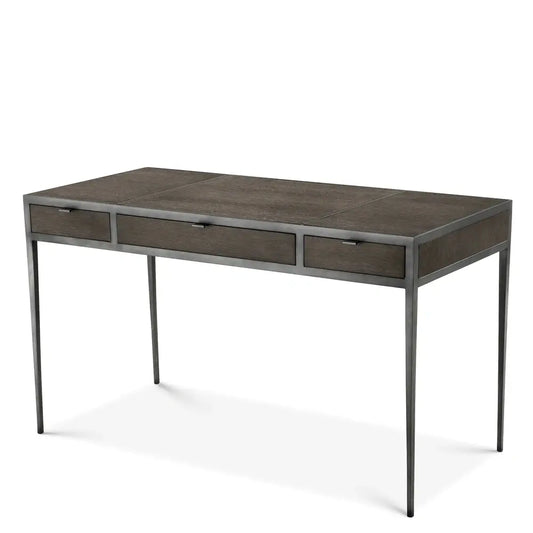 Scavullo Desk - Straight Charcoal Brown Oak Veneer