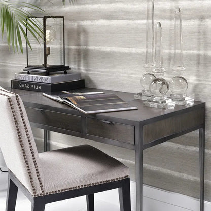 Scavullo Desk - Straight Charcoal Brown Oak Veneer