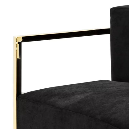 Emilio Chair - Gold Finish Black Velvet