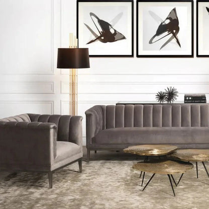 Raffles Chair - Roche Porpoise Grey Velvet