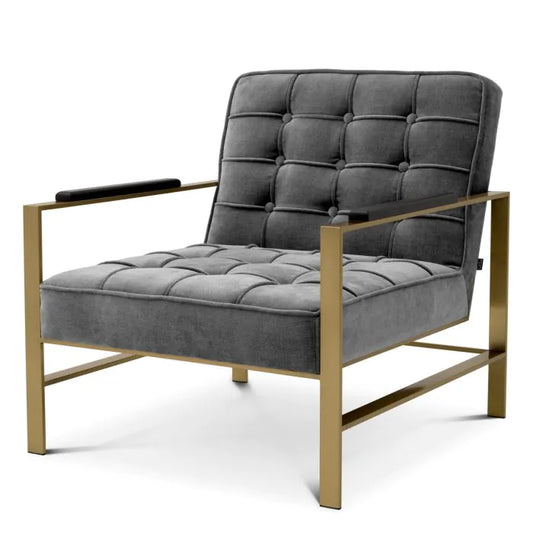 Ernesto Chair - Brushed Brass Finish & Clarck Grey